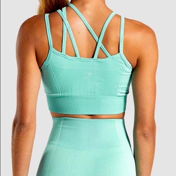 Gym Shark Ultra Seamless Teal Sports Bra - Picture 2 of 11
